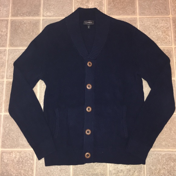 Express Other - EXPRESS Navy Blue Shawl Neck Button Down Sweater